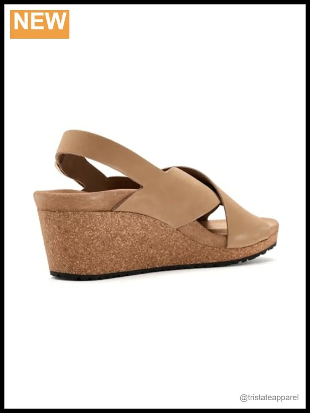 Nubuck Leather Wedge Sandal – Cork Footbed, Adjustable Buckle, Slingback